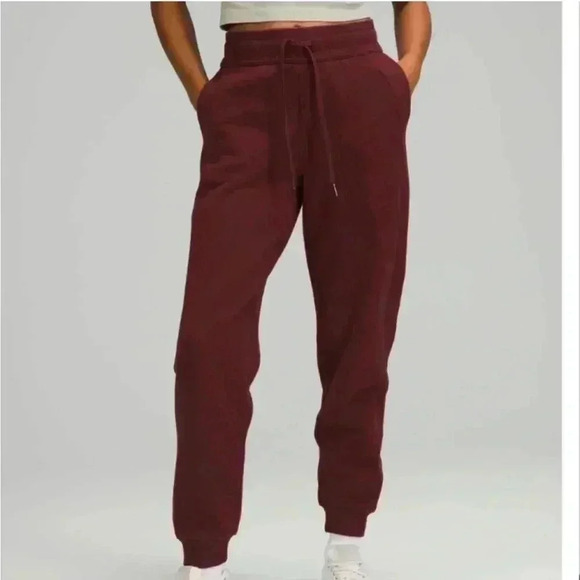 lululemon athletica Pants - - Lululemon Scuba HR
Jogger Fleece Full Length 28", Red Merlot,